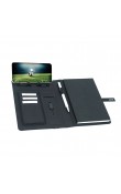 Siyah ışıklı logolu PU deri 6500 mAh powerbank organizer